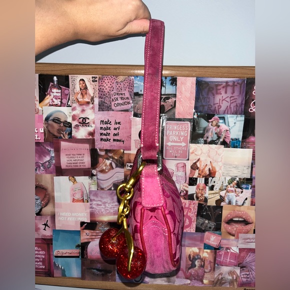 Sold RARE* Vintage Y2k Pink Coach Demi Hampton Monogram Buckle Flap Shoulder Bag - Picture 3 of 7